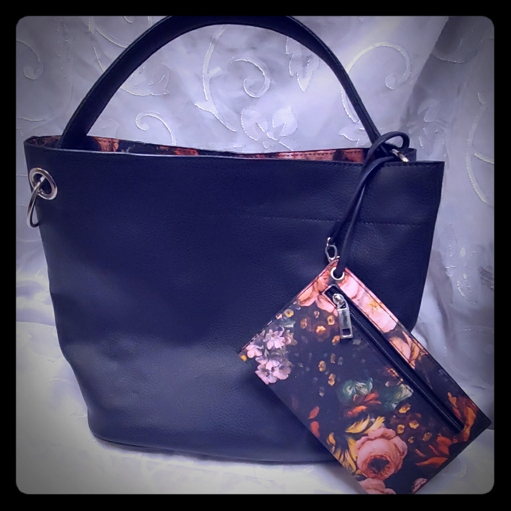 Black Faux Leather Purse